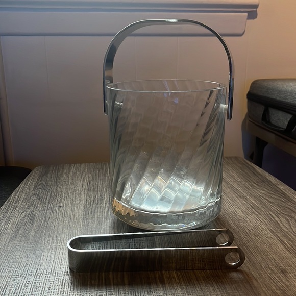 Vintage Orrefors Sweden Crystal Ice Bucket with tongs - Picture 2 of 5